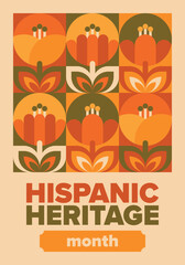 National Hispanic Heritage Month in September and October. Hispanic and Latino Americans culture. Celebrate annual in United States. Poster, card, banner and background. Vector illustration