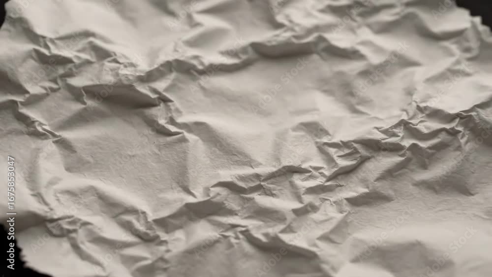 Poster crumpled paper texture - close-up view of a sheet of crumpled white paper, showing deep creases and 