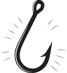 fishing hook logo silhouette vector, fishing hook logo icon silhouette