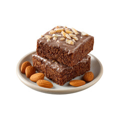 Delicious Chocolate Brownies with Almonds - Sweet Treat on a Plate