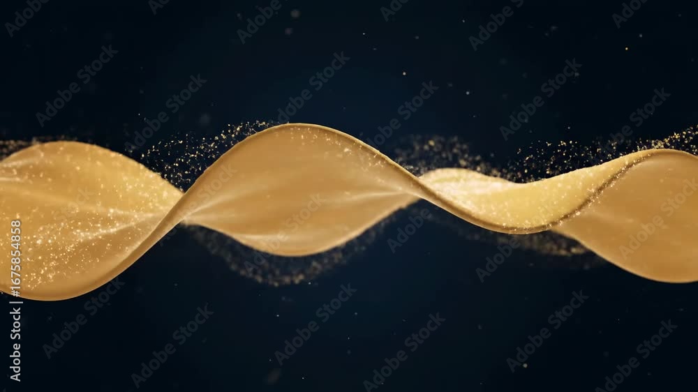 Poster golden waves abstract background - shimmering golden waves flow smoothly against a dark blue backgro