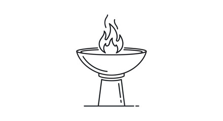 Simple Black and White Illustration of a Burning Torch.