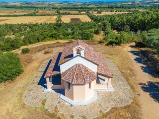 Country church of San Michele in Ussana-Donori. Sardinia, Italy