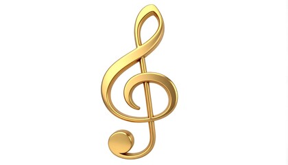 Fototapeta premium Gold treble clef on white background
