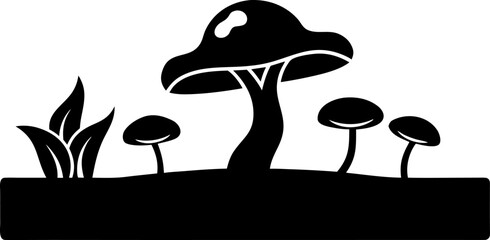 Shelf Fungus Growing on a Log Detailed Clean Silhouette