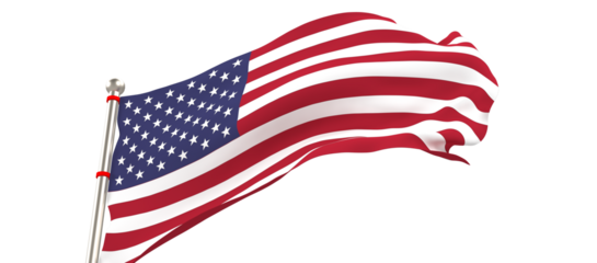United States flag flying on a pole transparent image