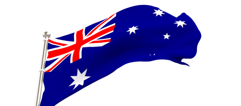 Australian flag flying on a pole transparent image