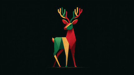 Beautiful colorful reindeer sculpture for Christmas holiday decoration, festive seasonal art piece, modern craft, joyful winter decor, creative ornament for home or outdoor display