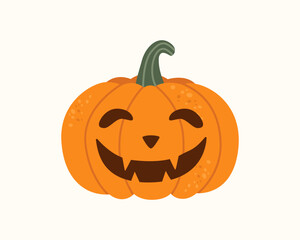 Happy Pumpkin Emoji with Smiling Facial Expression Isolated on Light Background Cute Jack O Lantern Illustration for Halloween October Autumn Seasonal Celebration and Decoration