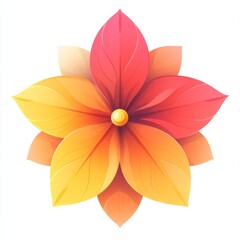 Fototapeta premium Abstract illustration of a vibrant stylized flower with red, orange, and yellow petals, radiating energy and joy,