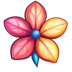 Fototapeta premium A stylized flower with five petals in a gradient from warm pink to vibrant yellow,