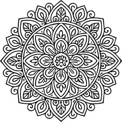 Intricate Mandala Design – Black and White Floral Circular Vector

