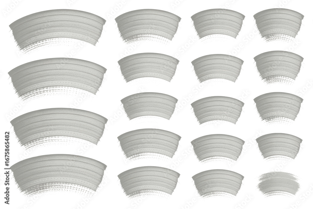 Poster A collection of twenty light gray semi-circular brush strokes on a transparent background. background removed