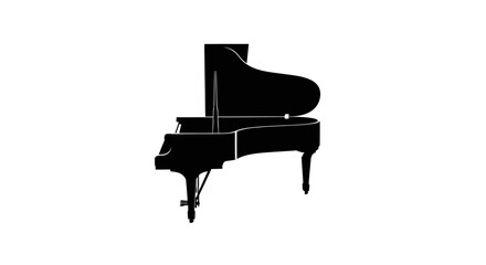Silhouette of a Grand Piano with Open Lid.
