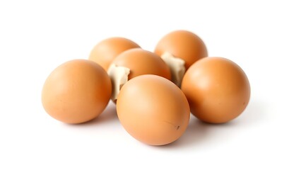 Fresh brown eggs on a white background, emphasizing simplicity and natural food.
