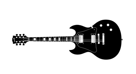 Black Double-Cutaway Electric Guitar Silhouette.