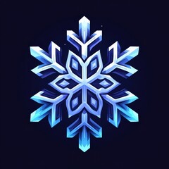 A highly detailed intricate snowflake design in shades of blue and white with symmetrical geometric patterns against a d