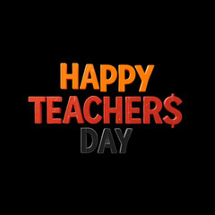 Happy Teacher’s Day Bold PNG – Modern Orange & Red Typography