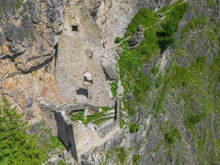 Wolkenstein fortress ruins in Selva di Val Gardena. South Tyrol, Italy