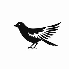 Elegant black bird with extended wings, a captivating artistic silhouette