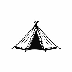 Striking vector illustration of a simple Camping tent silhouette