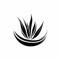 Abstract floral arrangement in minimalist black and white elegant leaf silhouette