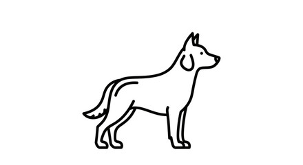 Outline Drawing of a Standing Dog Breed.