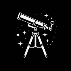 Telescope gazing at the cosmos, showing a scientific instrument in silhouette