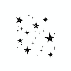 Whimsical celestial star pattern shining brightly against white backdrop silhouette