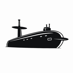 Streamlined submarine drifting silently beneath the waves in monochrome silhouette