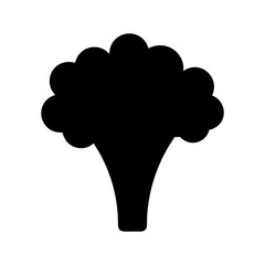 Isolated Broccoli Floret Icon in Silhouette Style, Healthy Vegan Food Design