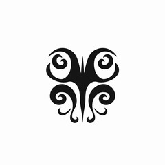 Abstract symmetrical flourishes form an organic, decorative floral design, a vector silhouette