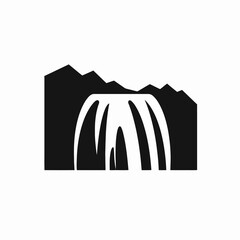 Majestic mountain waterfall creating natural wonder illustration graphic art silhouette
