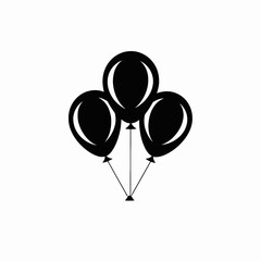 Elegant floating celebration balloons arranged decoratively in bold monochrome silhouette