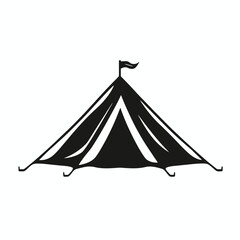 Vintage big top circus tent with flag design vector illustration silhouette