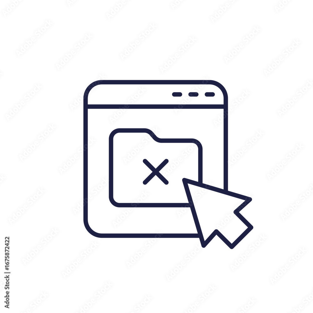 Aufkleber delete file folder icon in line style