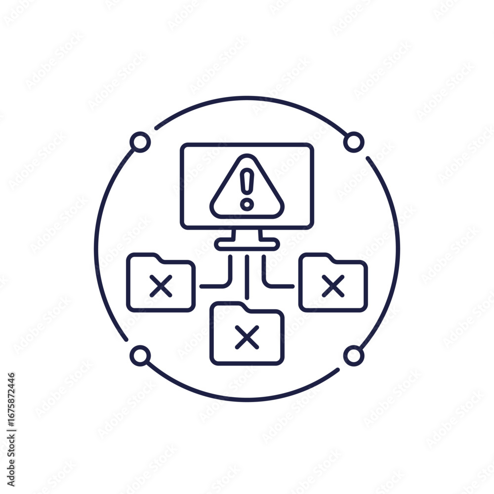 Aufkleber data corruption line icon with file folders