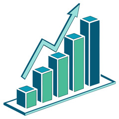 Rising Bar Chart with Upward Arrow Showing Business Growth and Success