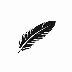 Fototapeta premium Elegant and minimal feather illustration in black and white simple silhouette