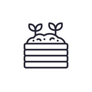 Compost icon, decompose food waste line pictogram