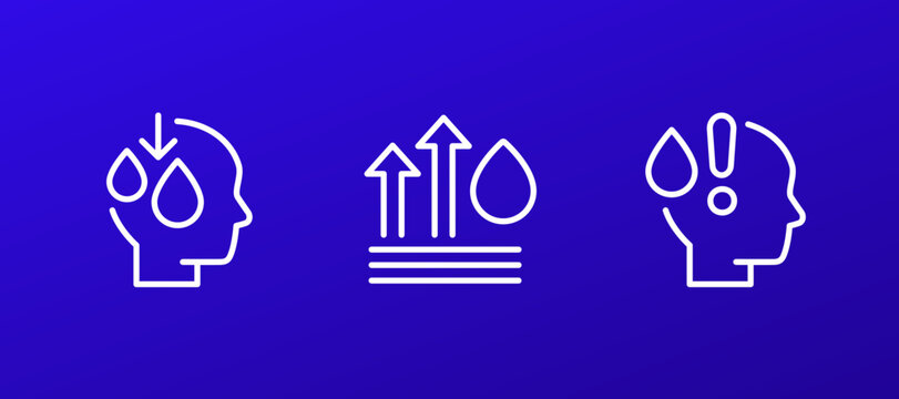 dehydration and water level line icons