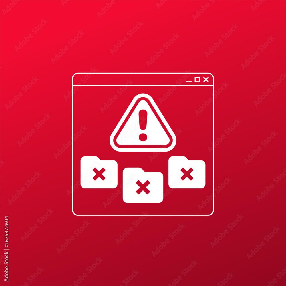 Poster no access to folders vector icon, data corruption design