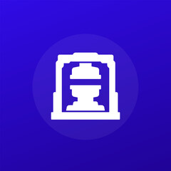 Injection molding machine icon, industrial press vector