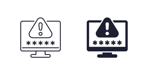 password warning icon, line and solid design