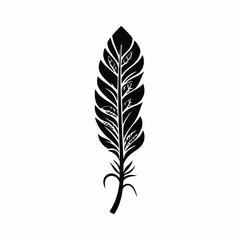 Obraz premium Elegant minimalistic feather with intricate details on white background silhouette