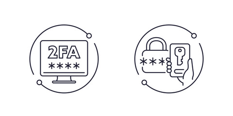 two factor authentication line icons