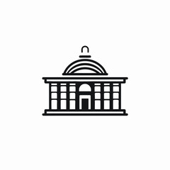Classic government building with black and white architecture silhouette
