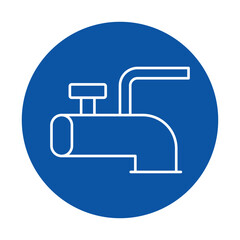 Minimalist Tap Icon Design on Blue Background for Water and Plumbing Concepts