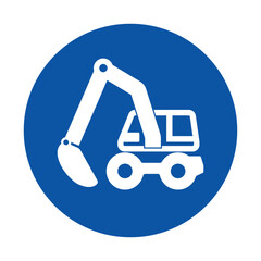 Iconic Construction Excavator on Blue Background for Industry Graphics