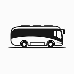 Sleek modern passenger transportation bus service vector black graphic silhouette